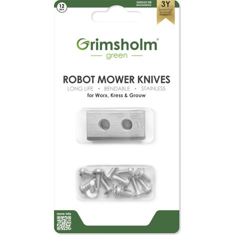 Grimsholm - Lame Acciaio Inox per Robot Rasaerba Worx Kress Landxcape Grouw - 12 pz