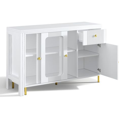 Madia buffet bianca con piano pieghevole estensibile 116x40x78,5 cm in MDF MODENUIT (1/5)