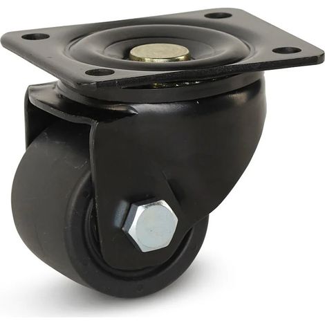 Roulette pivotante - MESO - Nylon noir - Platine - 65mm - 500kg (1/2)