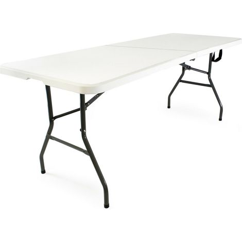 Tavolo da campeggio pieghevole portatile BBQ leggero pieghevole da esterno 180 cm Bianco 160000540