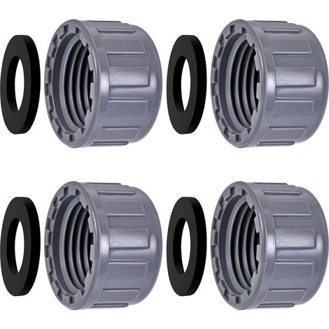 Capuchon de fermeture PVC 4 pièces 40 mm Bouchon fileté joint caoutchouc arrosage extérieur (1/5)