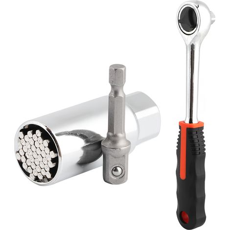 Clé à douille universelle 9-21 mm, clé à cliquet multifonction 3/8", clé à douille, coffret d'outils pour perceuse électrique (1/5)