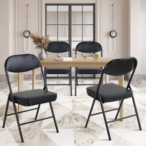 MEUBLIV Sedia pieghevole 47 x 46 x 81,5 cm nera – set da 4, seduta imbottita (1/5)