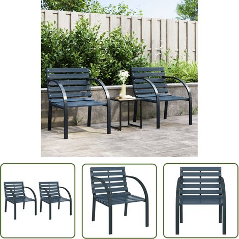 The Living Store Gartenstühle 2 Stk. Grau Holz - Gartenzimmer Dekoration - Gartenstühle Set - Outdoor Möbel - Esszimmer Im Freien - Balkonmöbel (1/5)