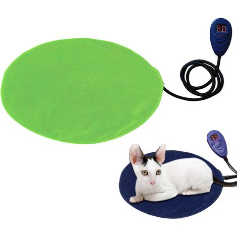 Heizmatte für Hunde und Katzen mit automatischer Abschaltzeitschaltuhr, elektrisches Heizkissen für Haustiere, einstellbare Temperatur mit Anti-Biss-Kabel, waschbar, grün