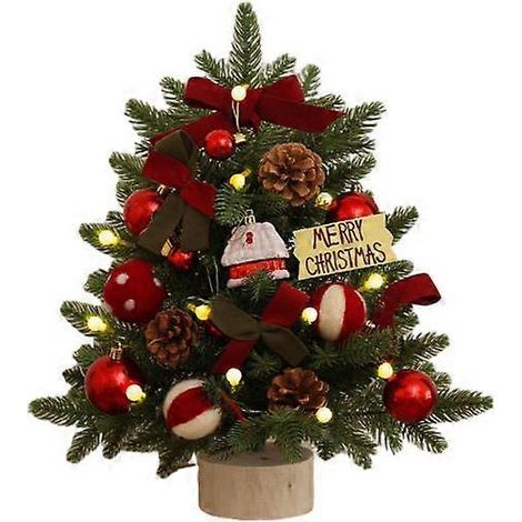 Mini sapin de Noël lumineux de 45 cm, sapin artificiel de table, fonctionne à piles, petit formatrouge (1/5)