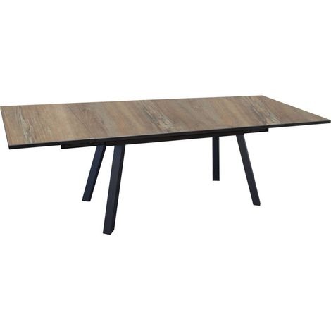 PROLOISIRS Table de jardin rectangulaire Agra plateau à lames Fundermax® graphite/wood 180/230/280 cm (1/3)