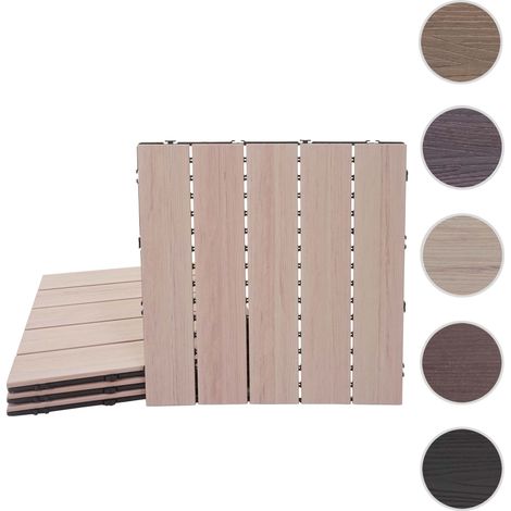 Carrelage en WPC HWC-E20, aspect bois pour balcon/terrasse, - 4x chaque 50x50cm - 1m², gaufré anthracite (1/5)