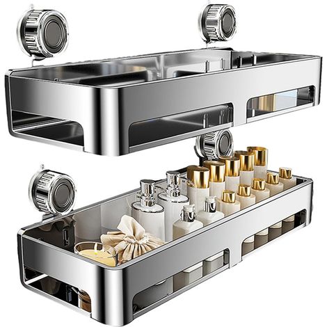 Organisateur Antirouille à Ventouses, Éponge/Maquillage/Savon, SDB/Cuisine/Hôtel (1/4)