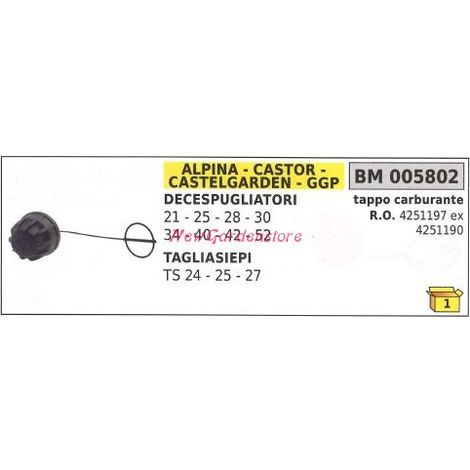 Bouchon de réservoir ALPINA débroussailleuse 21 25 28 30 34 40 42 52 005802