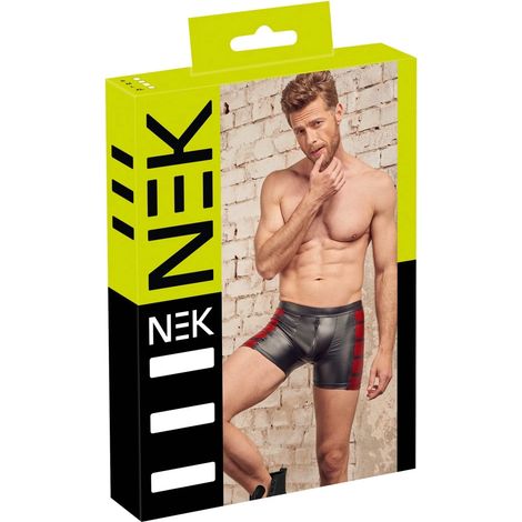 NEK - Short noir pour homme avec empiècements rouges sexy, taille L (1/5)