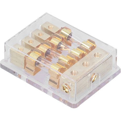 Boîtier porte-fusible lame 12V 60A, bloc de distribution 1 entrée 4 sorties pour voiture, yacht, stéréo audio (1/5)