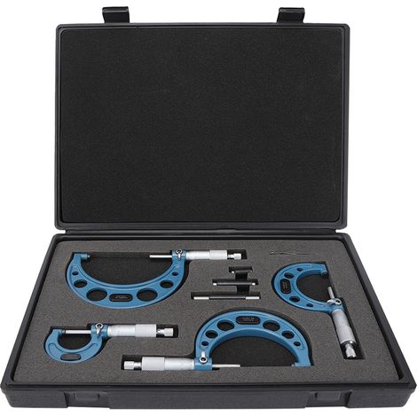 Micromètre Extérieur 4 Pièces, Acier au Carbone Haute Précision, Outil de Mesure Diamètre 0-100mm (1/5)