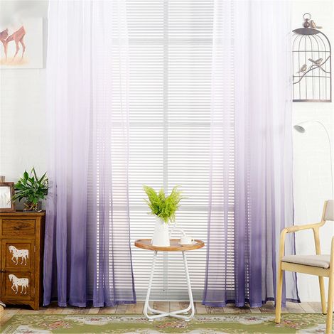 Rideau Voilage Dégradé - Rideau Porte Fenêtre Transparent en Tulle - Usage Cuisine Salon Chambre - 200 cm x 100 cm - 1 Pièce (1/3)