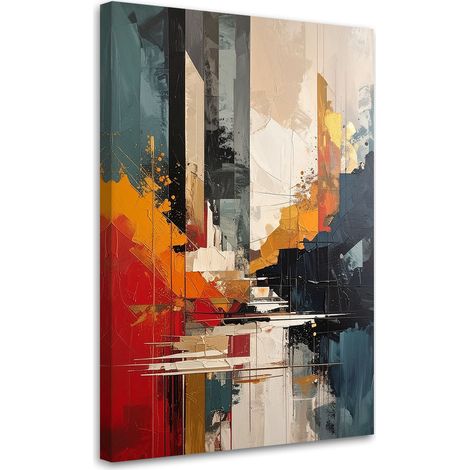 Stampe su Tela Composizione urbana astratta in rosso e turchese 20x30 (1/5)
