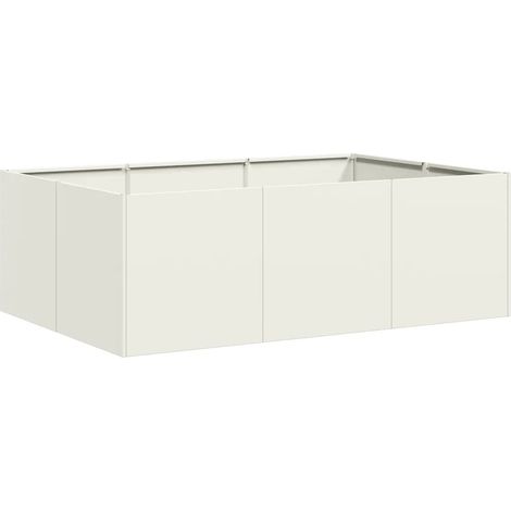 Jardinière à plantes extérieure design moderne jardin balcon 120 x 80 x 40 cm en acier blanc