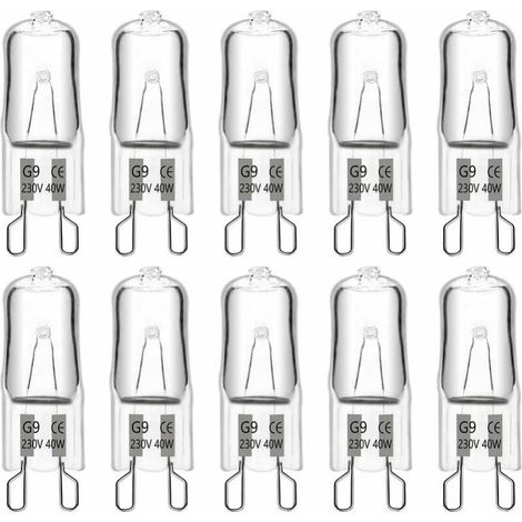 Ampoule Halogene G9 40W 230V, Lot de 10-1342mm, 480LM 2900K Blanc Chaud Dimmable, G9 Ampoules Capsule, pour Lustres, Lampes de Paysage, Appliques Murales, Éclairage d'armoire (1/4)