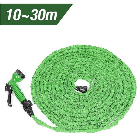 Tuyau d'arrosage extensible vert, 10m jusqu'à 30m, pistolet et raccord fournis, 7 jets différents (1/5)