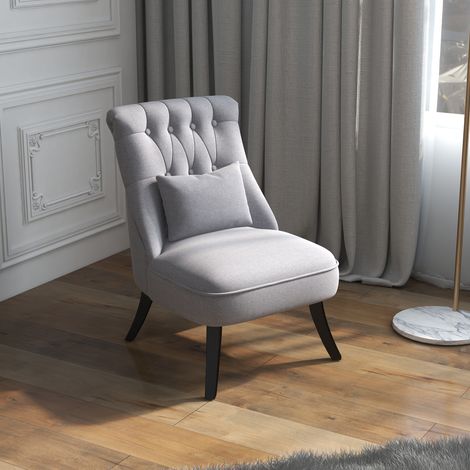 REDOM Fauteuil 69x52.5x77cm rembourrage épais lin dossier lombaire gris (1/5)