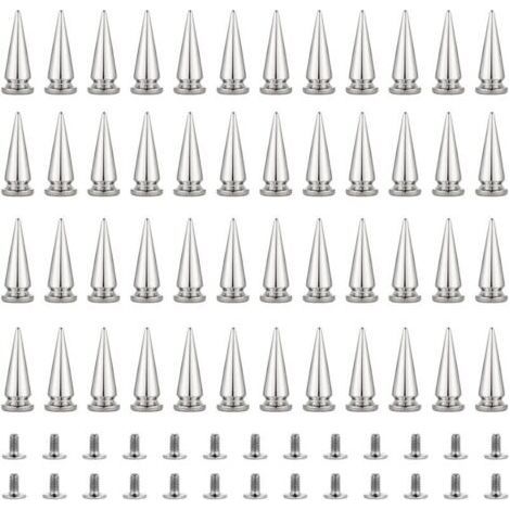Pack of 50 Punk Style Cone Rivet Studs Conical Metal Bullet Spikes for Leather Garment Belt DIY for Bag Bracelet Rivet Studs, 10x29mm (1/5)