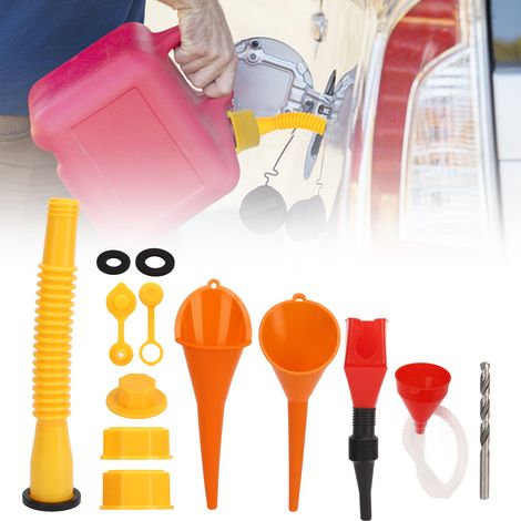 Ersatzset für Zapfpistole/Benzinkanister mit Einfülltrichter, flexiblem Verbindungsstück und 8-mm-Bohrer, kompatibel mit den meisten Kraftstoffkanistern und -tanks. (1/5)