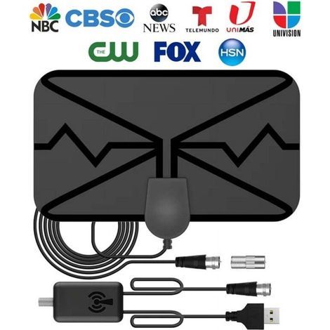 Antenne TV numérique d'intérieur 4K, portée de 3 600 miles, amplificateur intégré, antenne intelligente HDTV, compatible avec tous les téléviseurs (1/5)