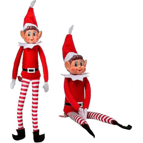 lutin turbulent avec velcro à la main - Lutin aux longues jambes en peluche douce - Jouet de Noël original - Lutin avec chapeau et étiquette de Noël (1/4)