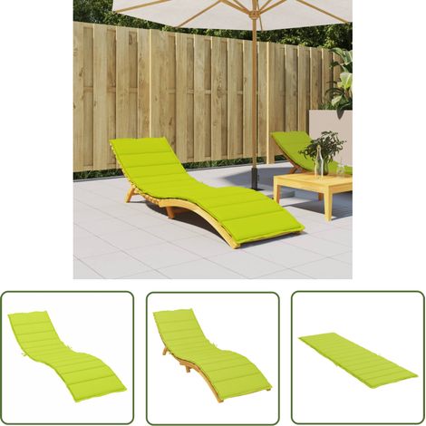 The Living Store Coussin de chaise longue vert vif 200x50x3 cm tissu oxford - Coussin De Chaise Longue - Coussin D'extérieur - Coussin Décoratif - Coussin Confortable - Tissus Oxford (1/5)