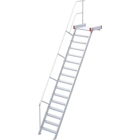 Euroline 511 Podesttreppe 60° 800mm Stufenbreite 14 Stufen Alu gerieft