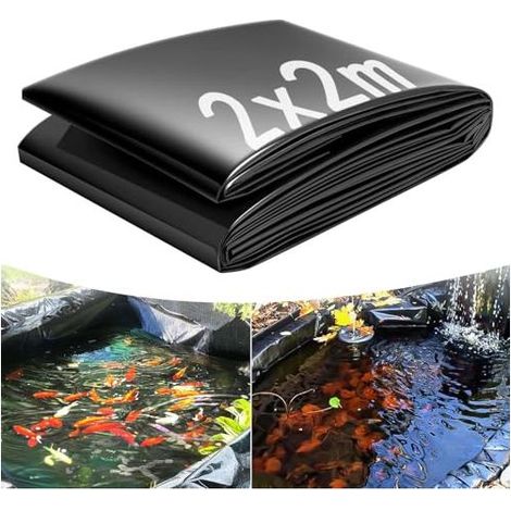 2x2m Bache Bassin, Bâche Bassin Extérieur 0.2mm Epaisseur, Liner Bassin Jardin pour Bassins D'agrément, Bassin a Poisson, Cascade (1/5)