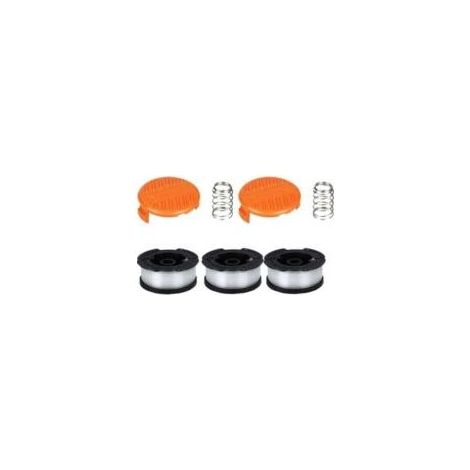 Bobine de coupe-bordure Black & Decker, bobine de coupe-bordure de 0,2 cm, 3 fils de coupe-bordure, 2 capuchons, 2 ressorts Crezuo (1/4)