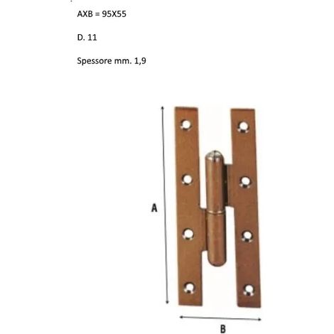 Cerniera paumelles art.105 in acciaio lucido - Misure: 95 x 55 Sx - 12 pz