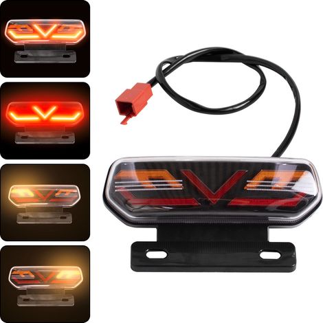 12V rear light for electric vehicles and motorcycles, with bracket, LED, galloping horse design, three-in-one.