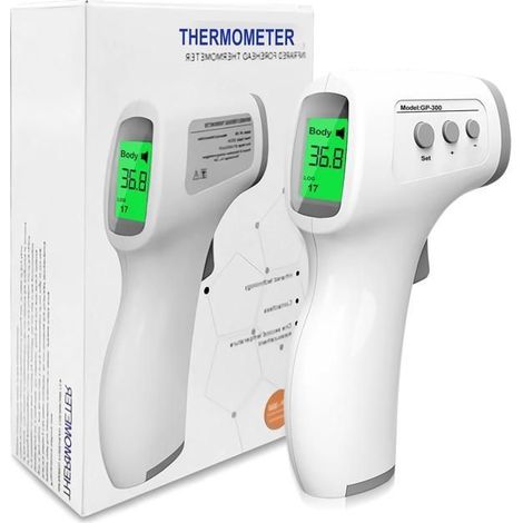 Thermomètre Frontal Digital Sans Contact Infrarouge, 32-42. 9℃ Mesure Frontale, Lecture Code Couleur, LCD, Alerte Fièvre, Fonction (1/4)