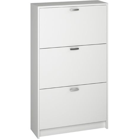 Commode Meuble à chaussures, coloris blanc - Longueur 70 x Hauteur 120 x Profondeur 25 cm -PEGANE- (1/2)