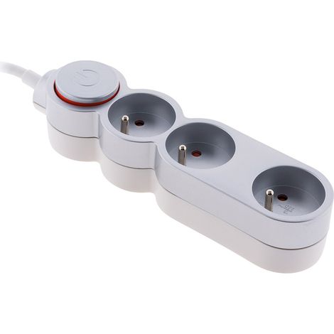 Zenitech – Bloc multiprise 3 prises 16A 2P+T avec interrupteur – Câble H05VV-F 1,5m – Puissance max 3680W – Sécurité enfant intégrée