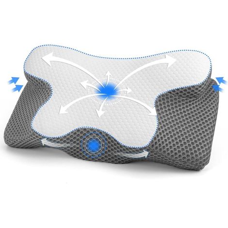 Ergonomisches Nackenkissen 63 x 12 cm – Memory-Schaum – Anti-Schnarch-Wirkung – Abnehmbarer und waschbarer Bezug – Lindert Nackenschmerzen (1/5)