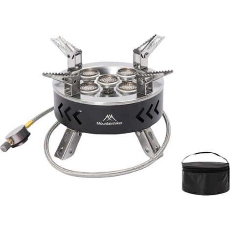 Mini fornello a gas portatile per esterni, fornello a gas da campeggio, 11800W antivento per campeggio/escursionismo/picnic (1/4)