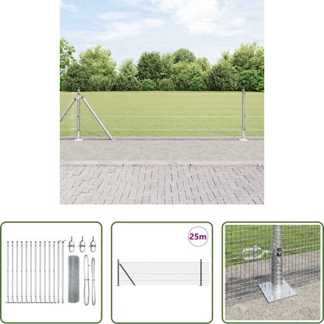 vidaXL Clôture moderne - Poteau de clôture. Argenté 25 x 0,5 m (maillage 12 x 12 mm) (1/5)