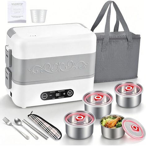 Gamelle Chauffante Électrique 350W, 2 étages 1.6L Lunch Box Chauffante (1/5)