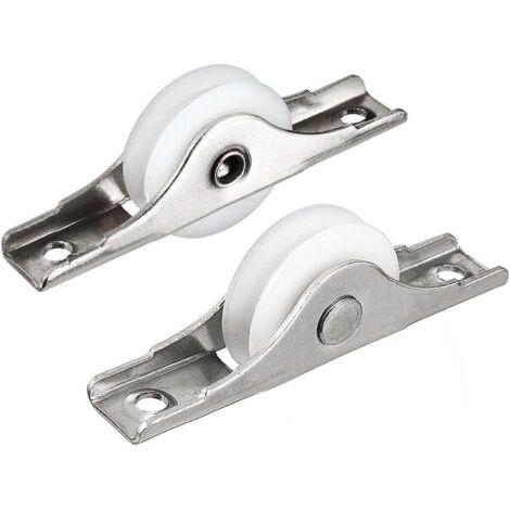 Roulette porte coulissante verre Poulie de fenêtre galvanoplastie roue en nylon diamètre de 24.5mm 2pcs