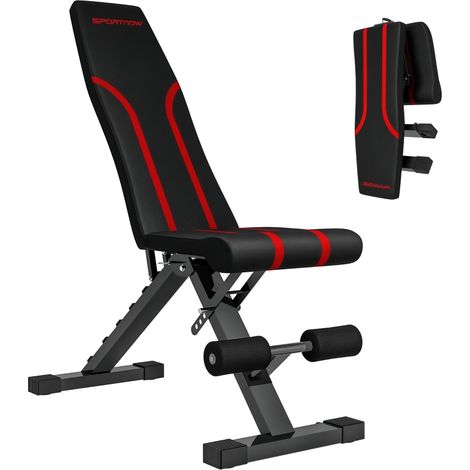 Banc de musculation pliable avec dossier réglable 6 positions et siège 4 positions en métal rembourré noir (1/5)