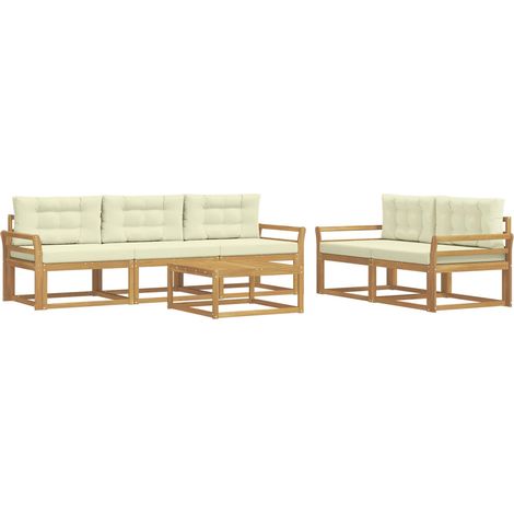 Set di divani da esterno 6 pz Bianco e Crema vidaXL (1/5)