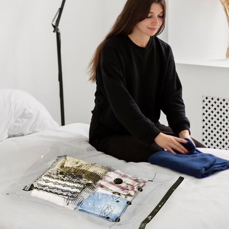 Sacs de rangement sous vide pour vêtements – lot de 3 sacs de compression grande capacité adaptés aux valises et sacs de voyage sacs hermétiques idéaux pour les vacances, les croisières, etc. (1/5)