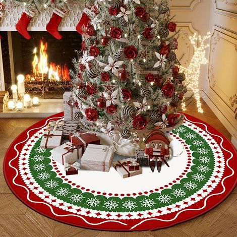 Tapis rond de Noël, tapis de sol ornemental, diamètre 100 cm (1/4)