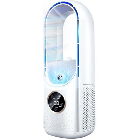 Condizionatore d'aria portatile - Raffrescatore d'aria portatile USB e ventilatore senza pale - Potenza regolabile su 6 livelli - Ventilatore silenzioso e umidificatore (bianco) (1/5)