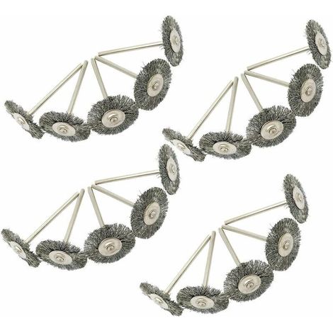 Set di 20 spazzole rotative in filo d'acciaio 22 mm - Spazzola abrasiva per l'abrasione e lucidatura (1/2)