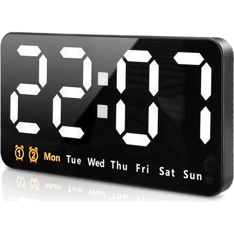 Grande horloge murale numérique, grande horloge murale numérique LED, 3 niveaux de luminosité réglables (1/5)