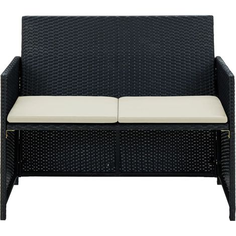 Maison Exclusive - 2-Sitzer-Gartensofa mit Polstern Schwarz Poly