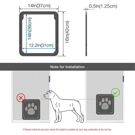 Porte moustiquaire pour animaux de compagnie, rabat magnétique, verrouillable automatiquement, noir, pour chiens (1/5)